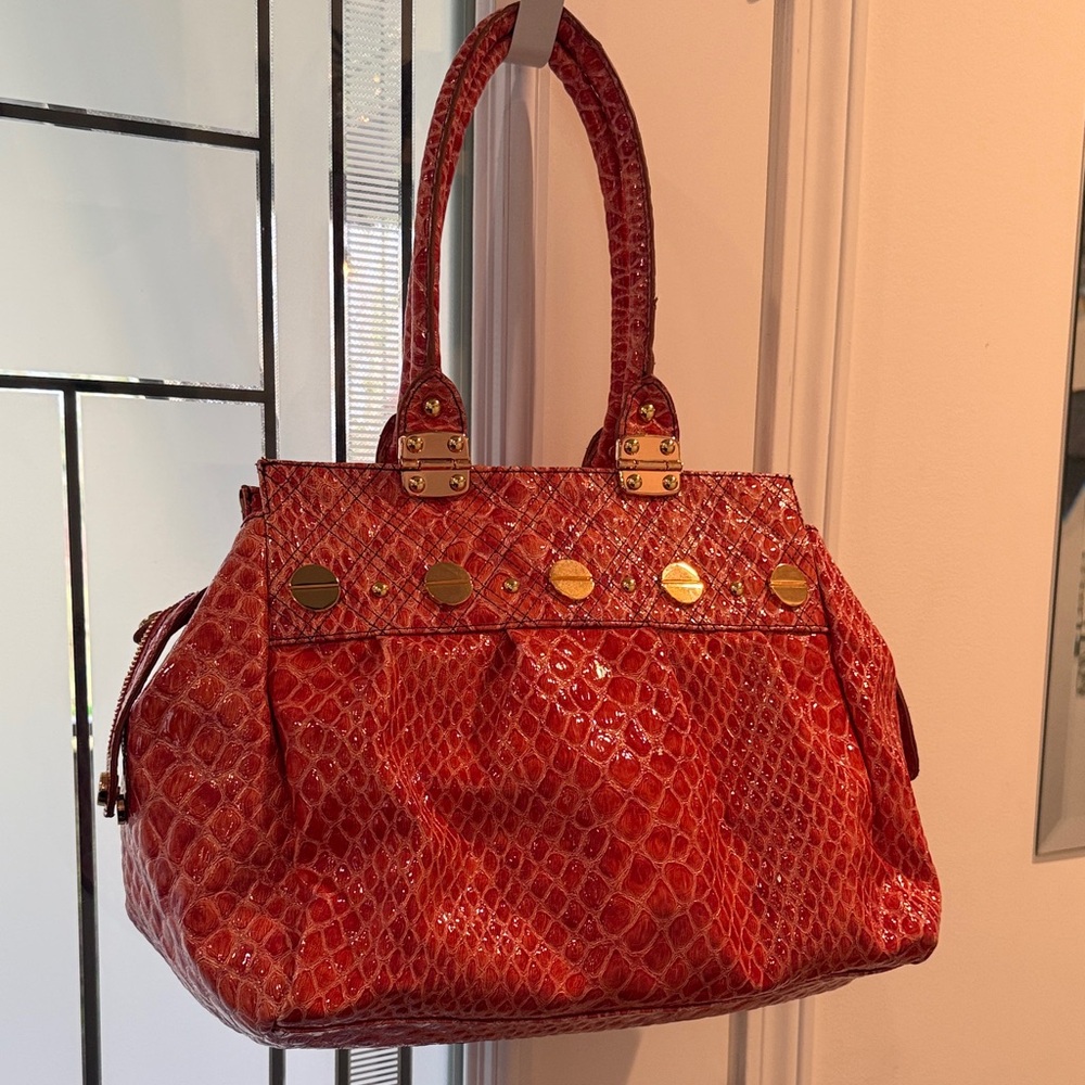 Jessica Simpson Red Snakeskin Shoulder Bag